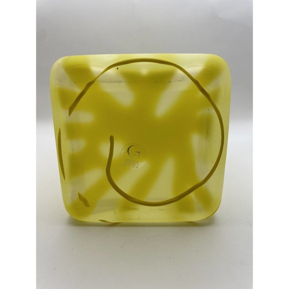 Vintage Retro Rectangular Yellow & Clear Frosted Glass by Gorgeous Design - Picture 7 of 11